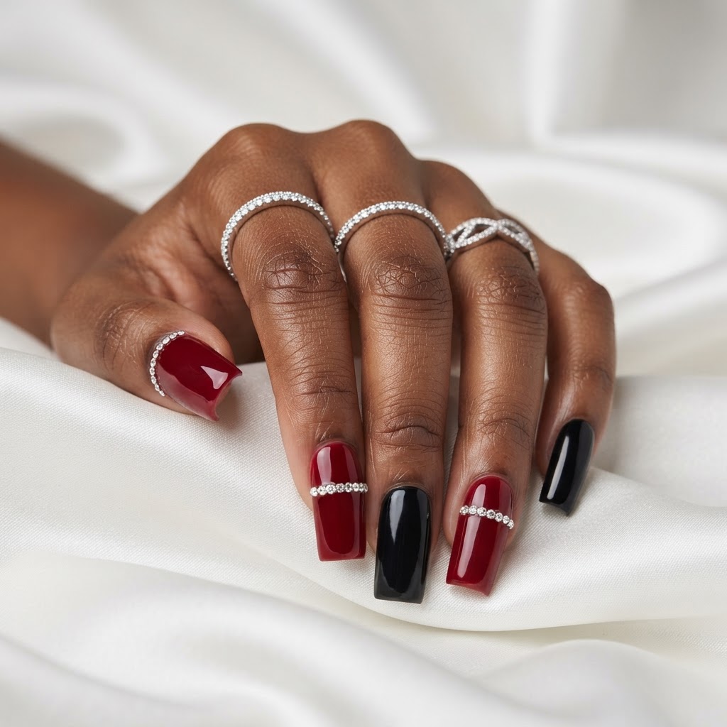 Velvet red rhinestone band
