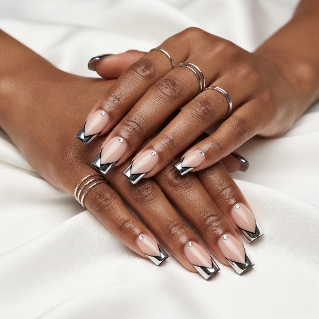 Mirror chrome geometric tips