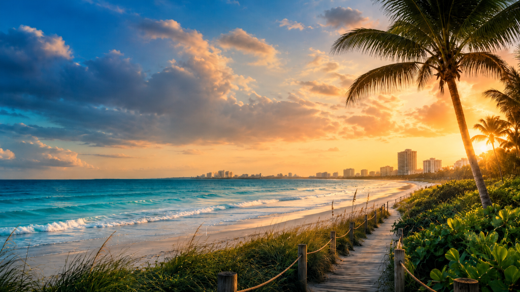 Florida beach at sunset