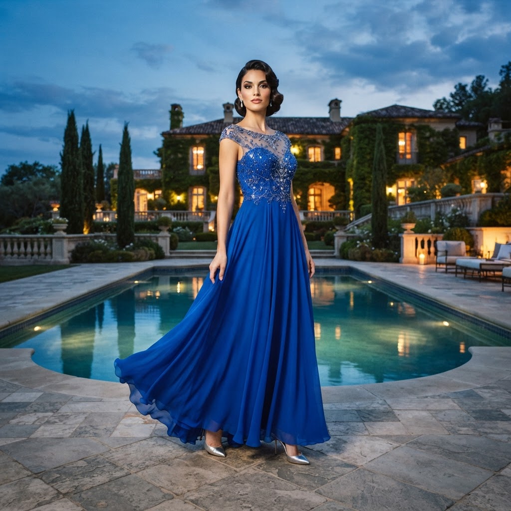 Royal blue prom dress 2027 — royal blue chiffon A-line prom 2027 gown