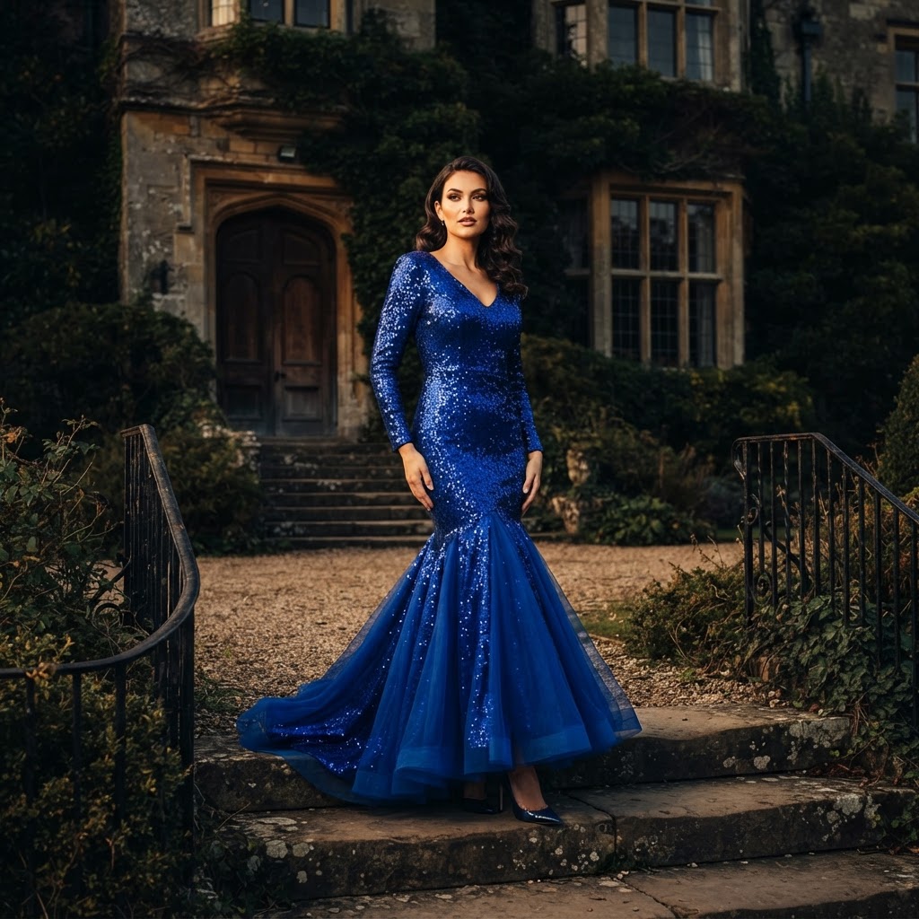 Royal blue prom dress 2027 — royal blue sequin mermaid prom 2027 gown