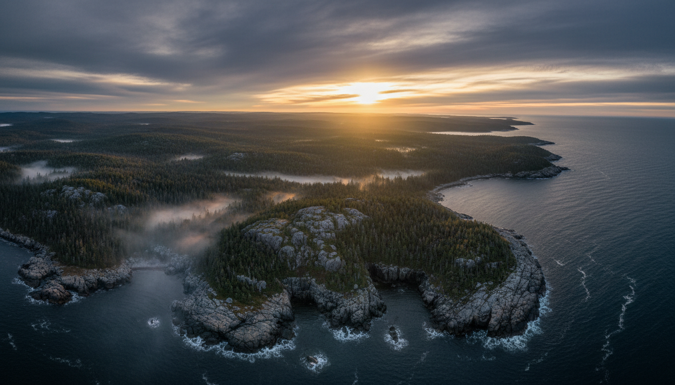 Canadian boreal landscape at dawn