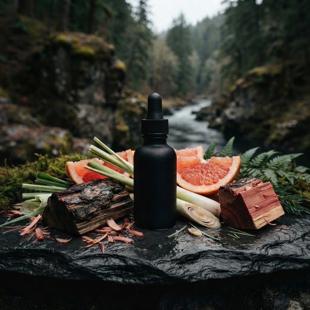 Rogue Blend premium handcrafted beard oil with Atlas Cedarwood, Virginiana Cedarwood, Grapefruit, Lemongrass — Atlas Cedar · Grapefruit · Lemongrass by PacNorth Images