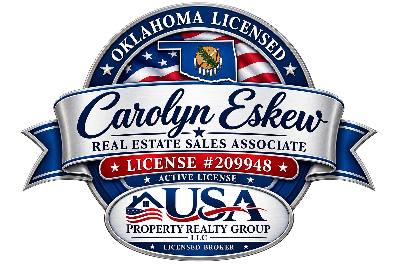Carolyn Eskew Oklahoma Real Estate License Badge