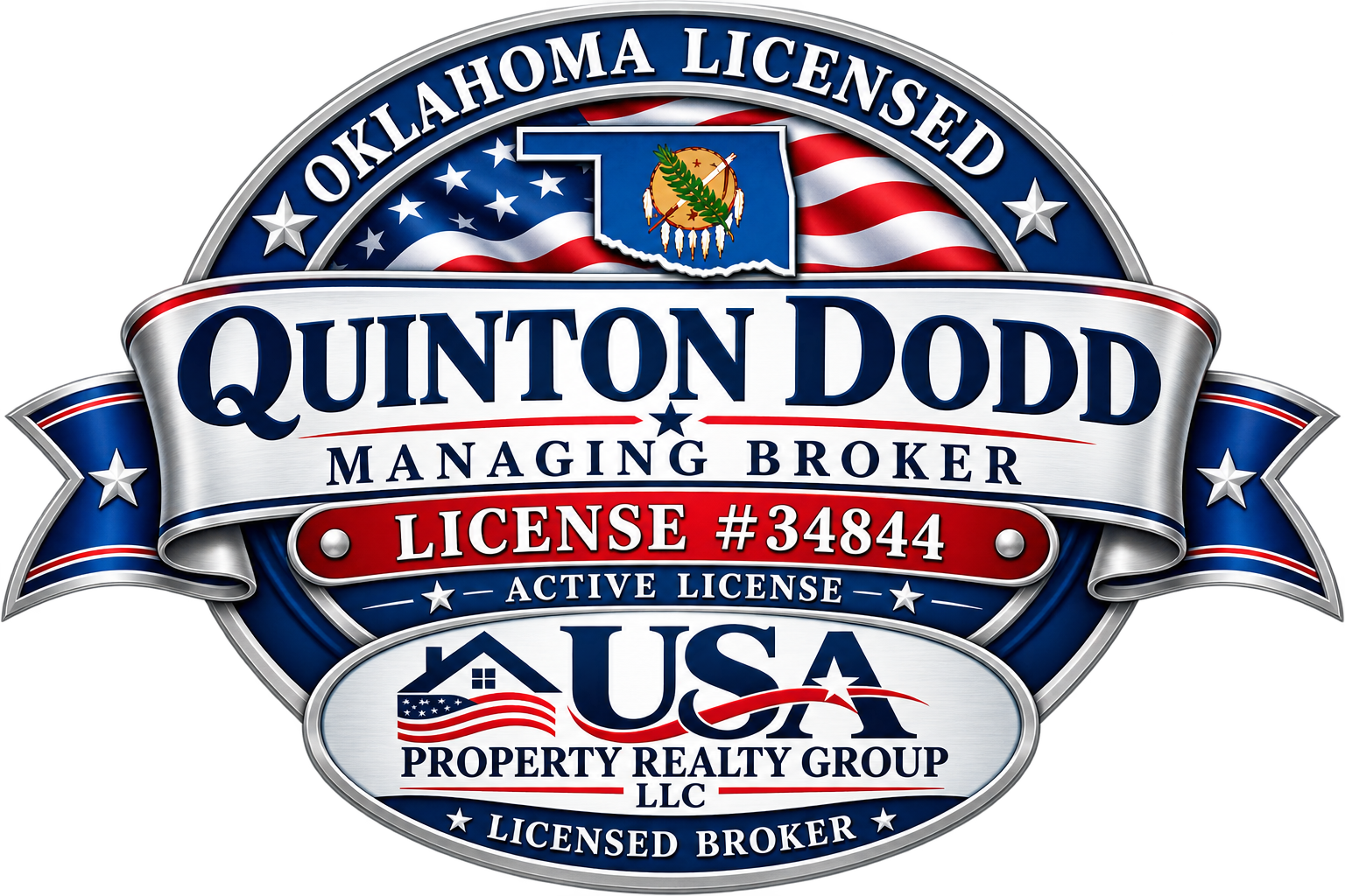 Quinton Dodd Oklahoma Real Estate License Badge