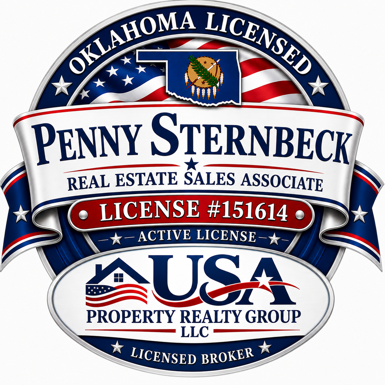 Penny Sternbeck Oklahoma Real Estate License Badge