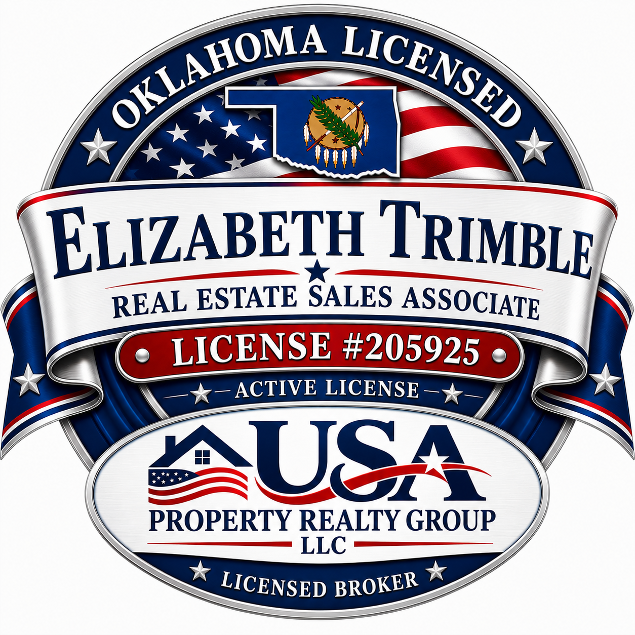 Elizabeth Trimble Oklahoma Real Estate License Badge