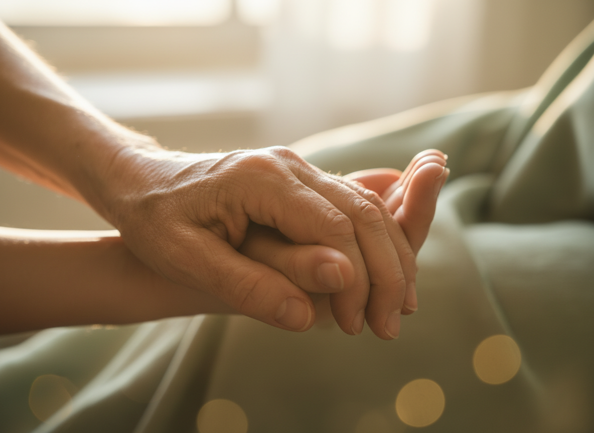Two hands gently holding