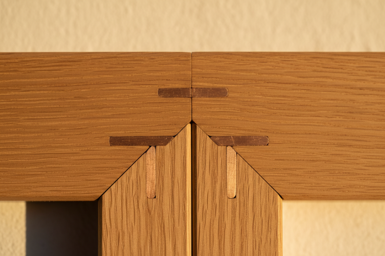 Precision carpentry joint showing expert craftsmanship