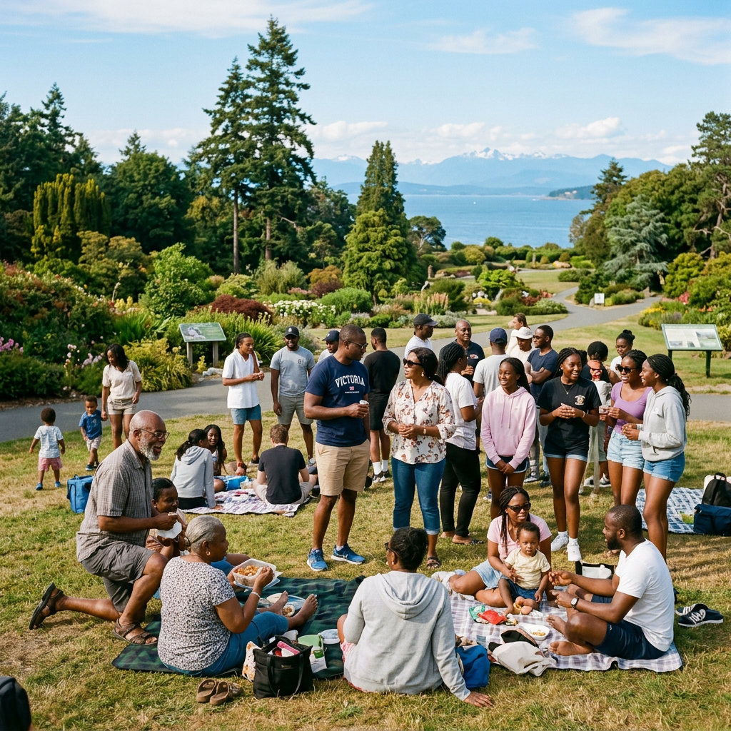 Nigerian-Canadian community gathered in Beacon Hill Park, Victoria, BC