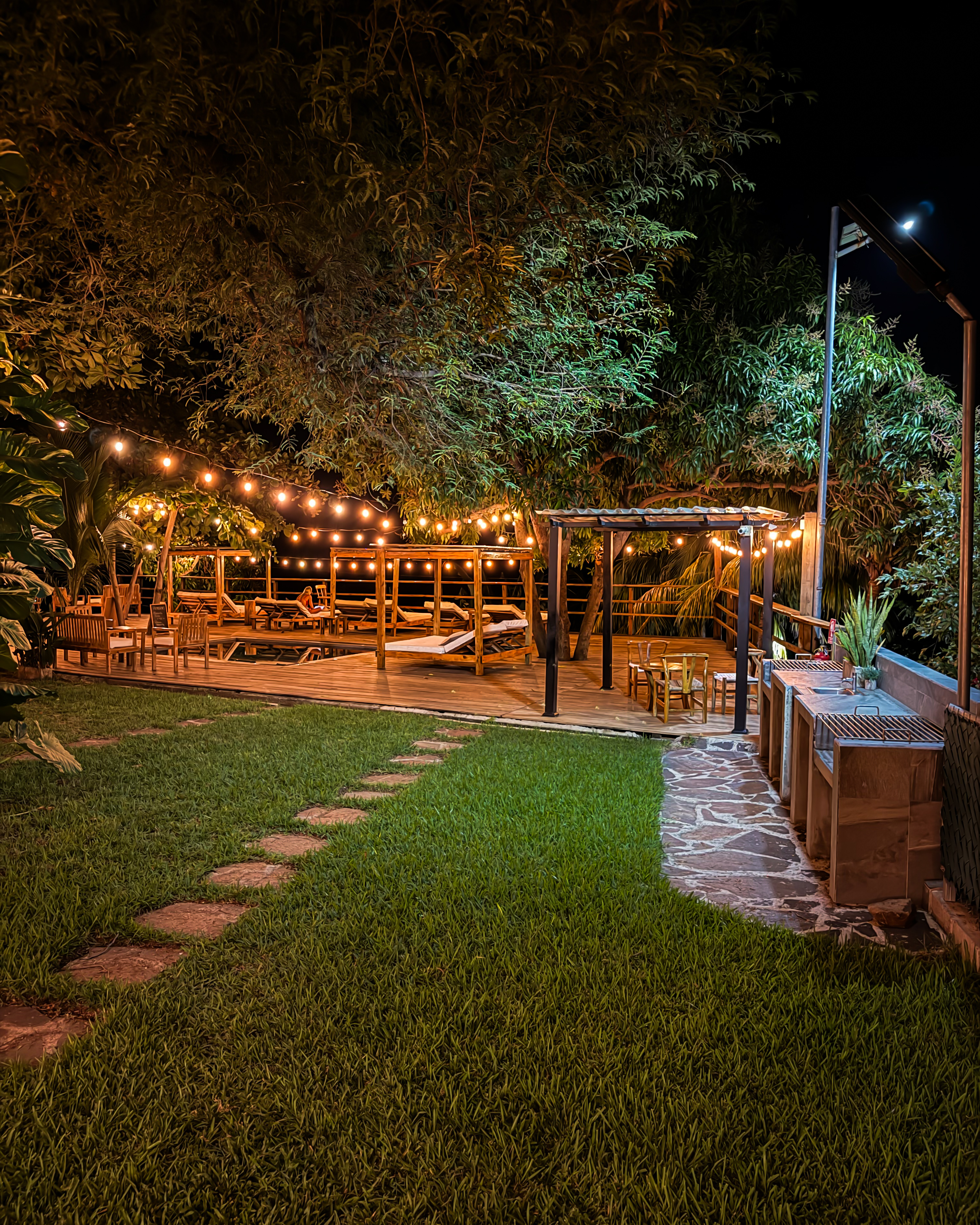 BBQ terrace at night