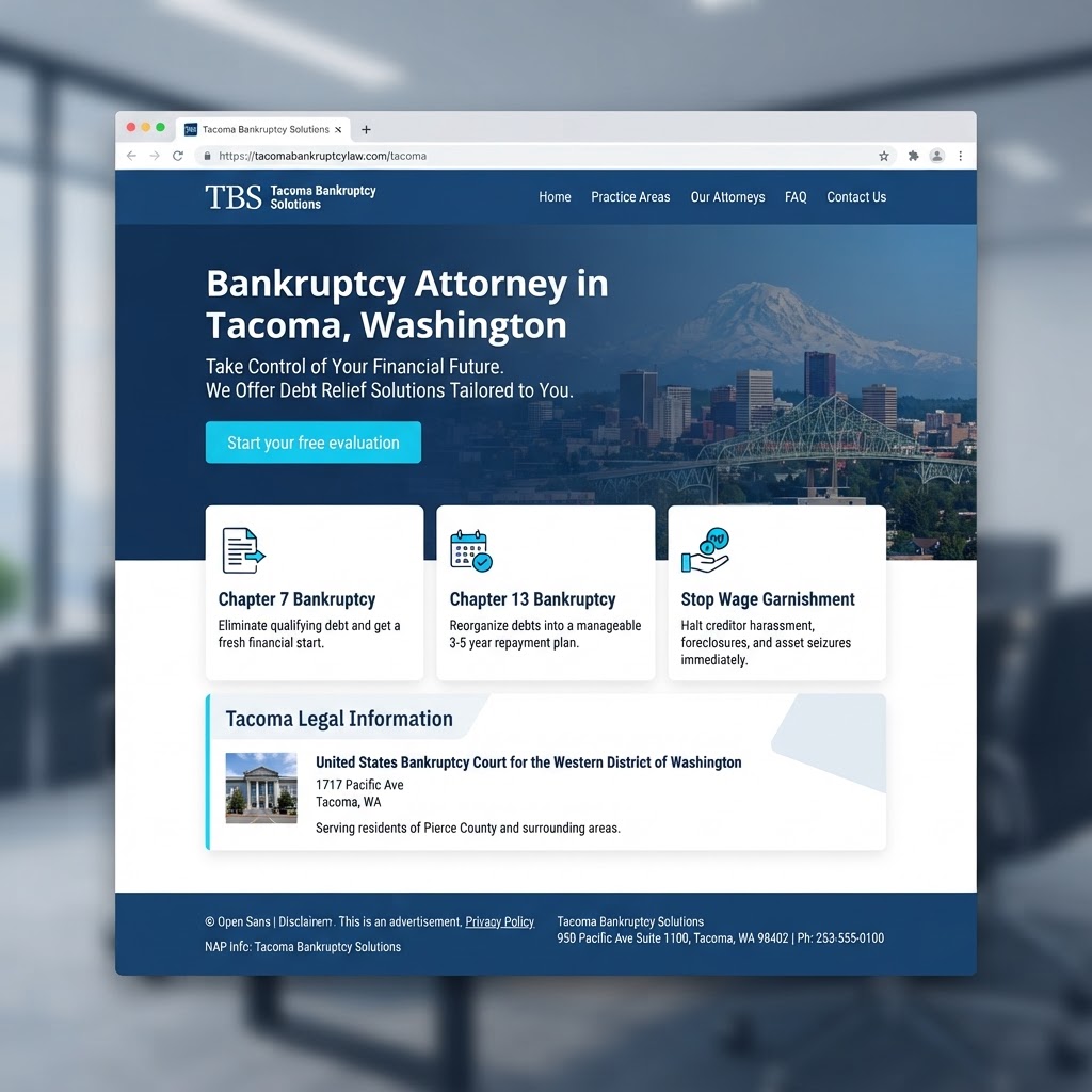 Majors Law Group local landing page for Tacoma, Washington
