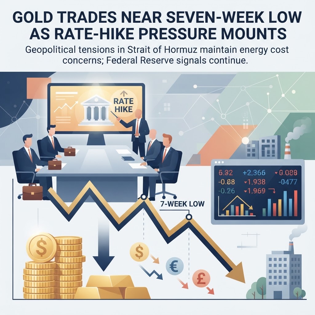 Gold Trades Near Seven-Week Low as Rate-Hike Pressure Mounts