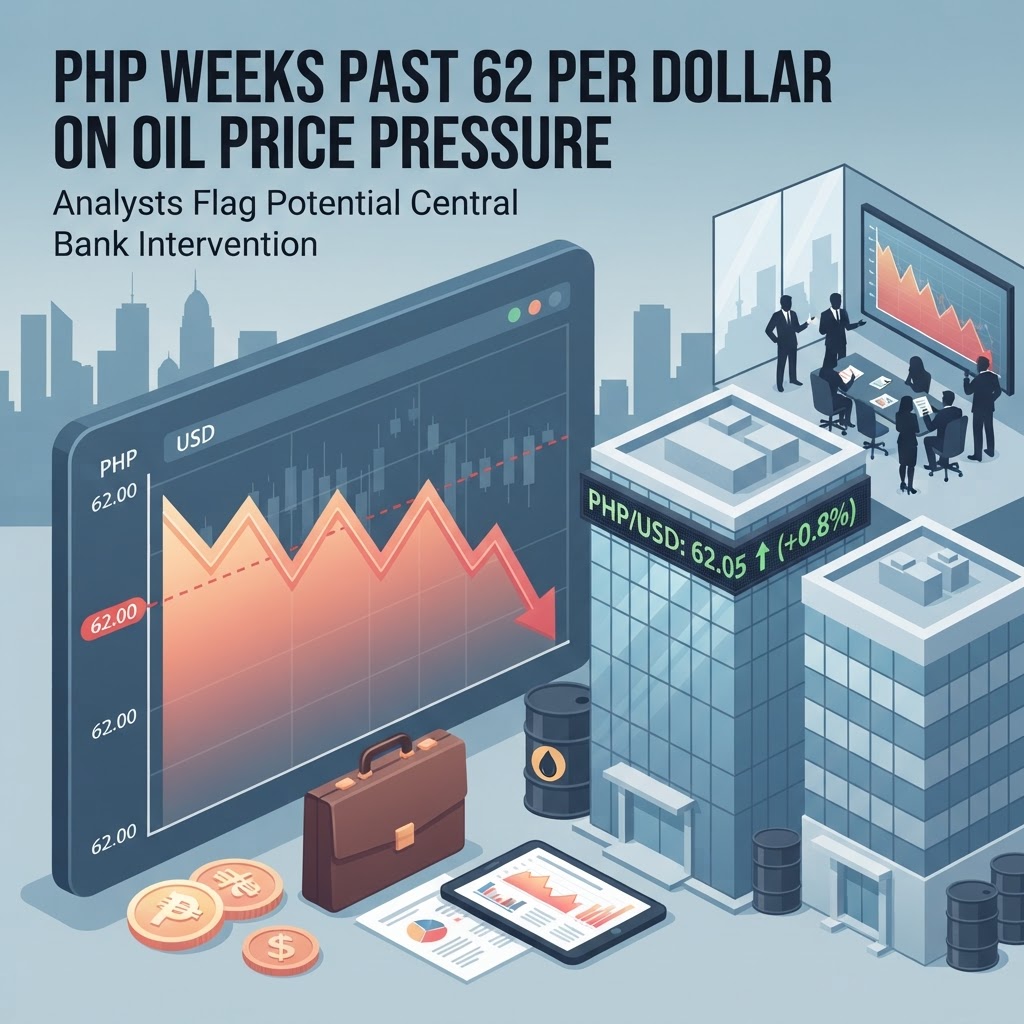 PHP/USD: Philippine Peso Falls Past 62 Per Dollar on Elevated Oil Prices