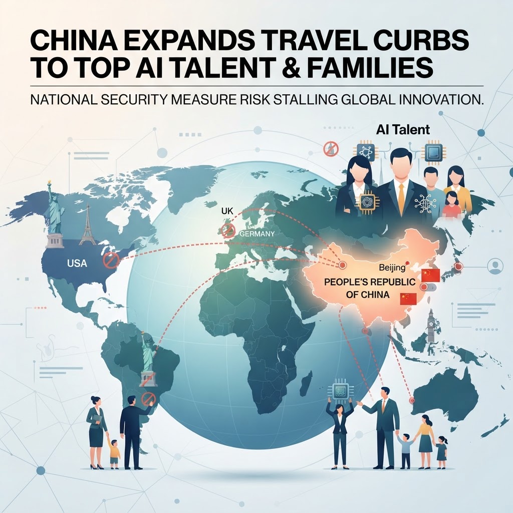 China Expands Travel Curbs to Top AI Talent and Families