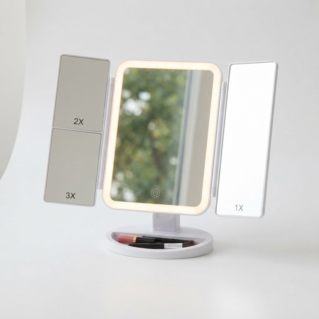 Lighted Trifold Vanity Mirror
