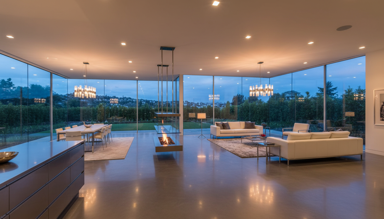 Completed luxury home renovation with modern open concept design