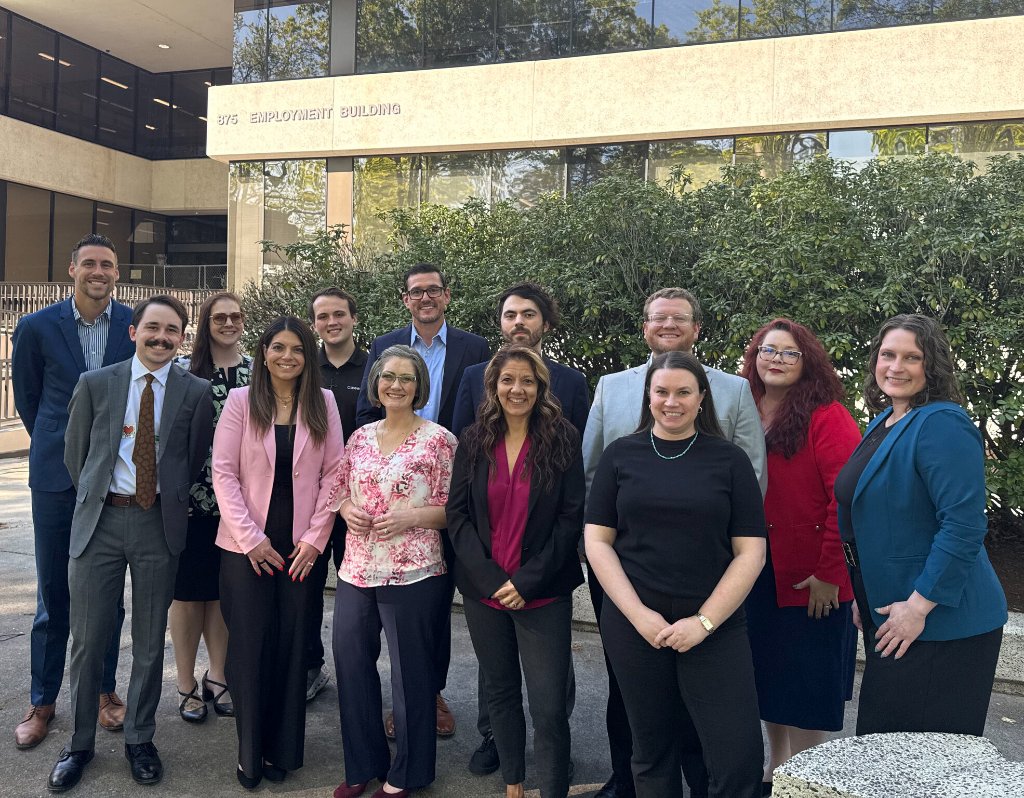 Career Team and Oregon Employment Department team outside the 875 Employment Building