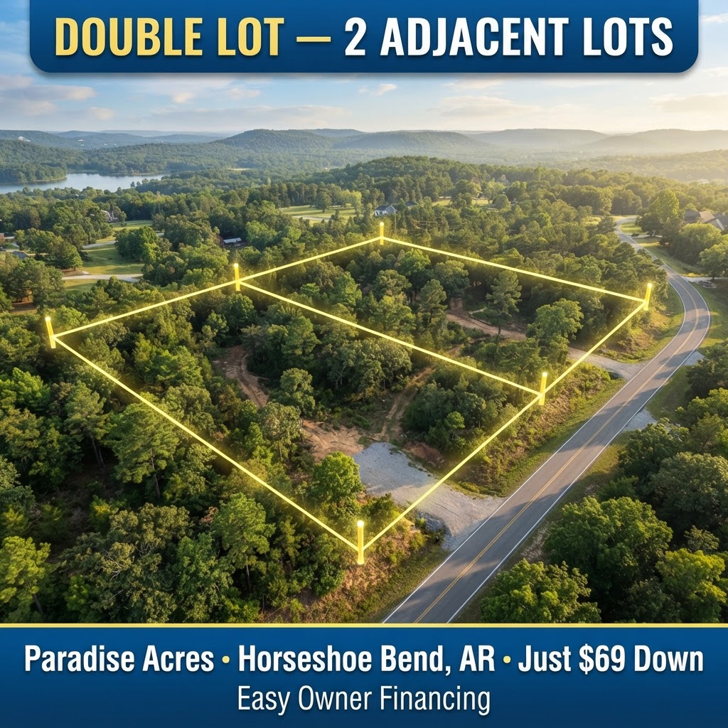 Rare Double Lot in the Ozarks - 2 Adjacent Paradise Acres Lots, Just $69 Down