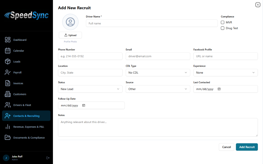 Add New Recruit