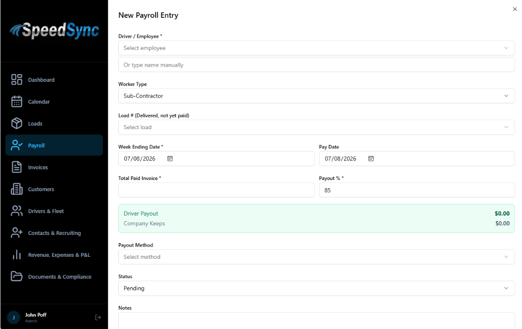 New Payroll Entry