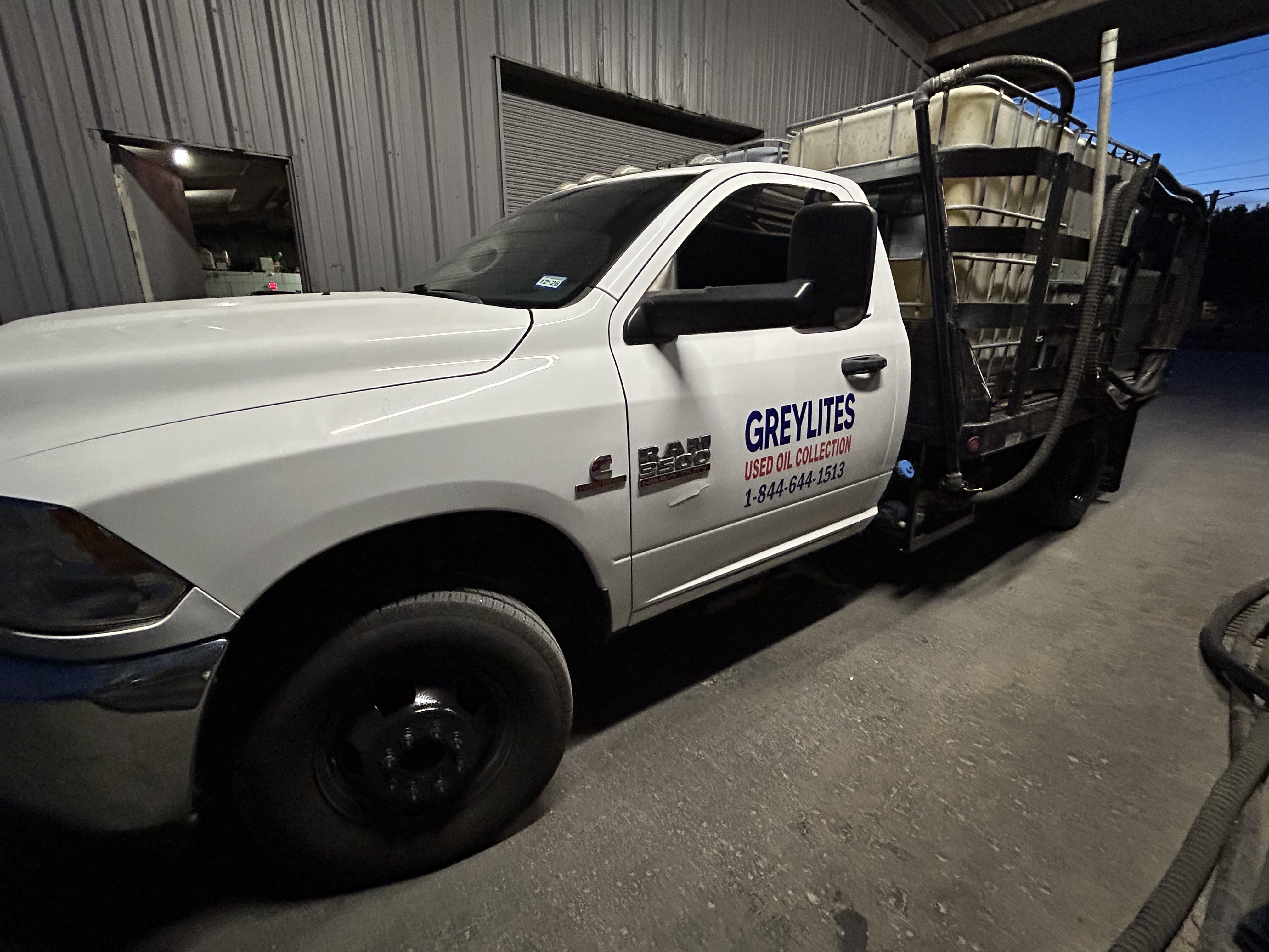 Greylites Texas Hotshot Oil Runner Truck in fleet warehouse