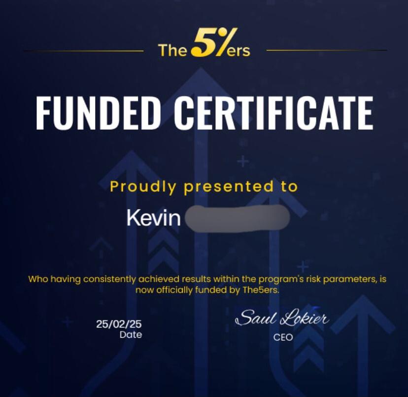 Kevin M. - The 5%ers certificate