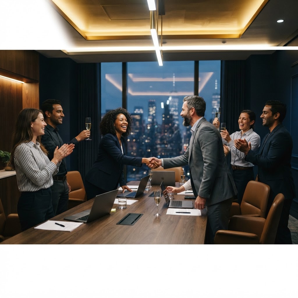 Investors celebrating a deal
