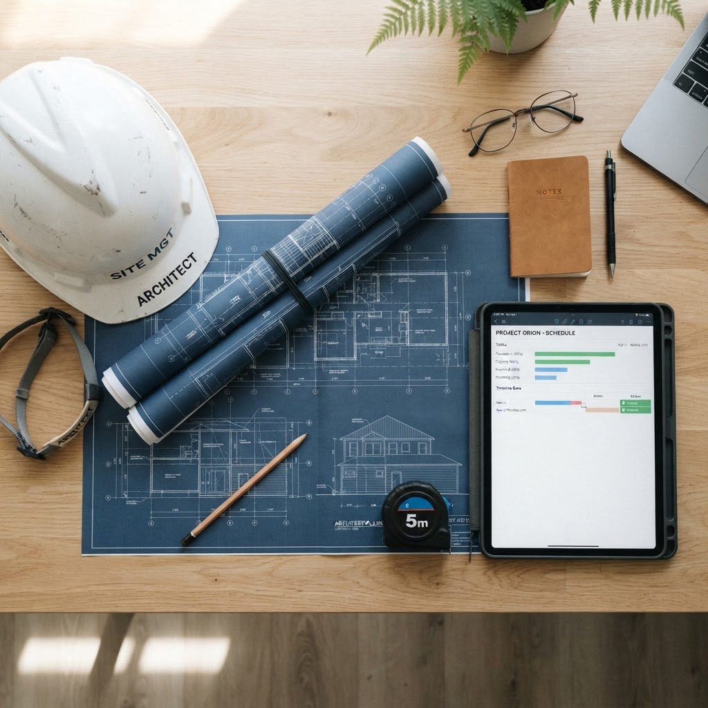 Bauprojektmanagement — Planung am Tisch