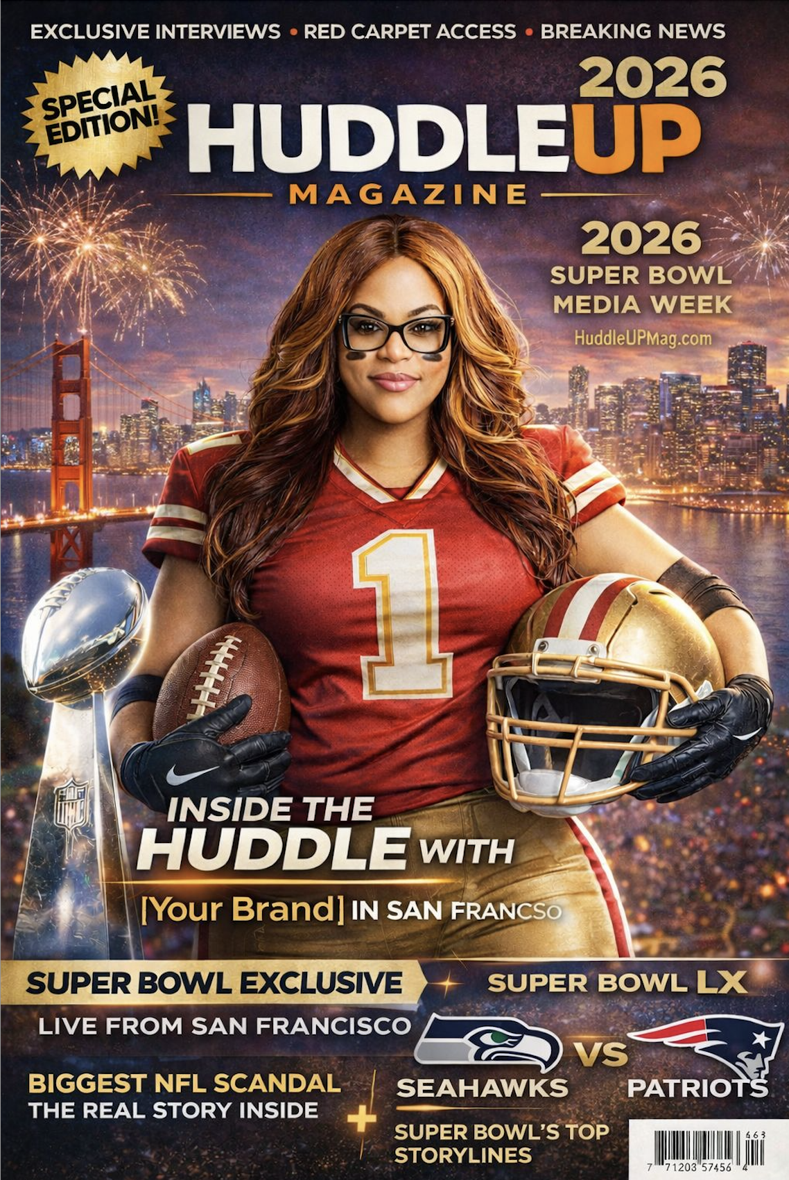 HuddleUp Magazine 2026 Super Bowl Media Week special edition cover