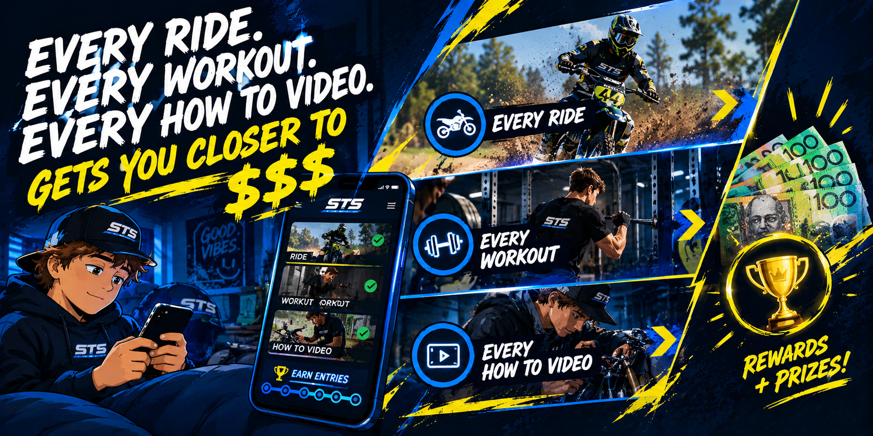 Every ride, every workout, every how-to video gets you closer to winning money