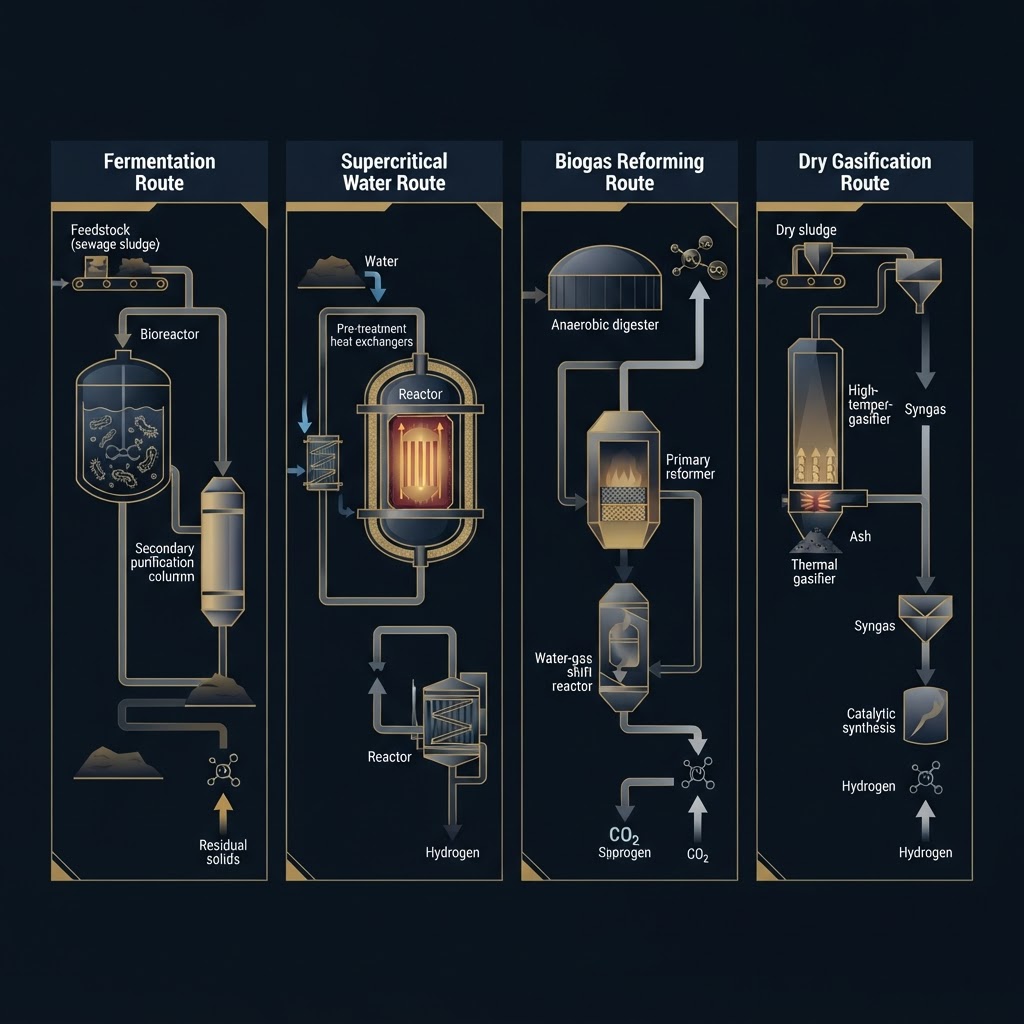 Hydrogen From Sewage Sludge: 4 Routes, Real Numbers