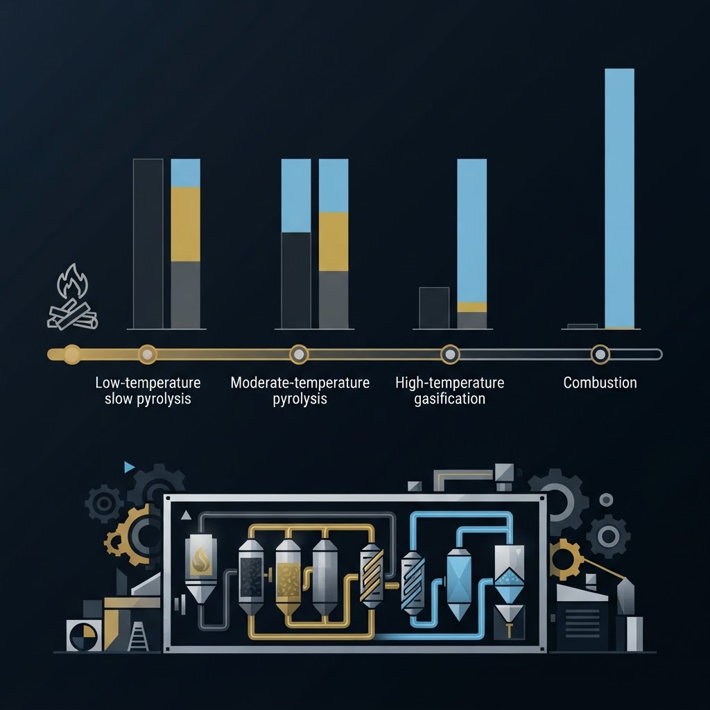 Biochar Production: Process, Yields and Industrial Scale