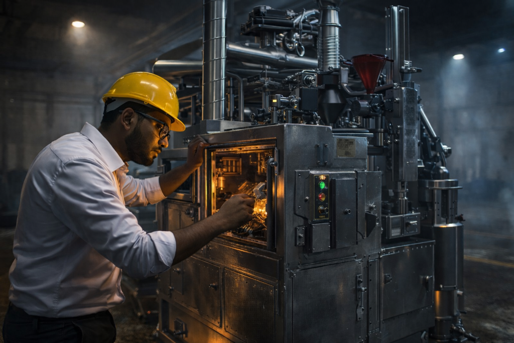 Engineer working on the X-150 machine
