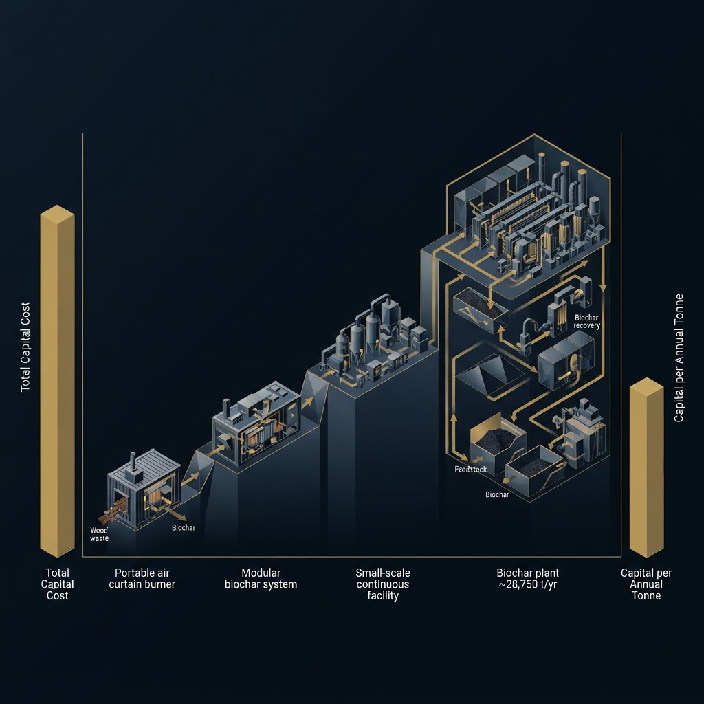 Biochar Production Plant Cost: Real CAPEX at Four Scales
