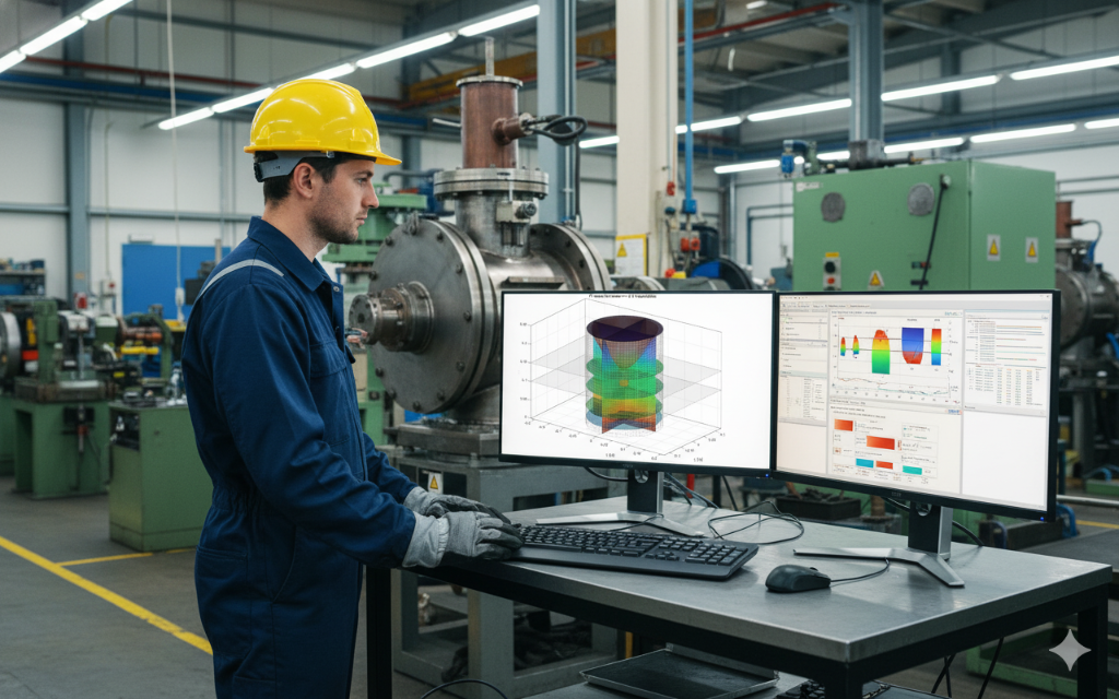 Engineer reviewing plant analytics