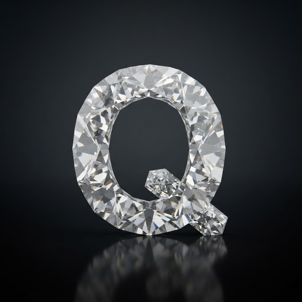 Diamond cut into the shape of Q