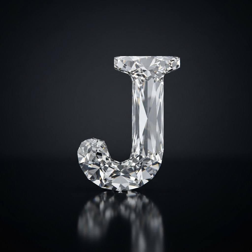 Diamond cut into the shape of J