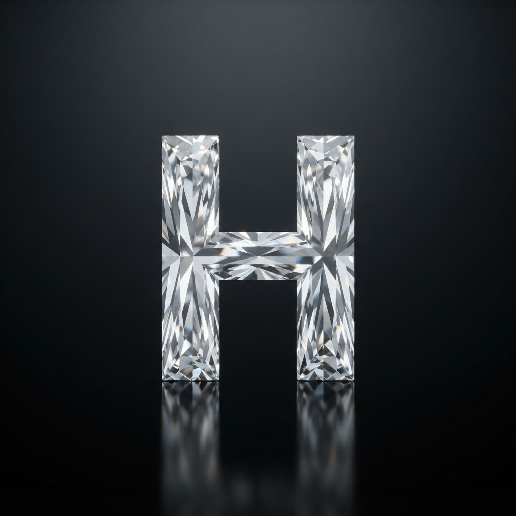 Diamond cut into the shape of H