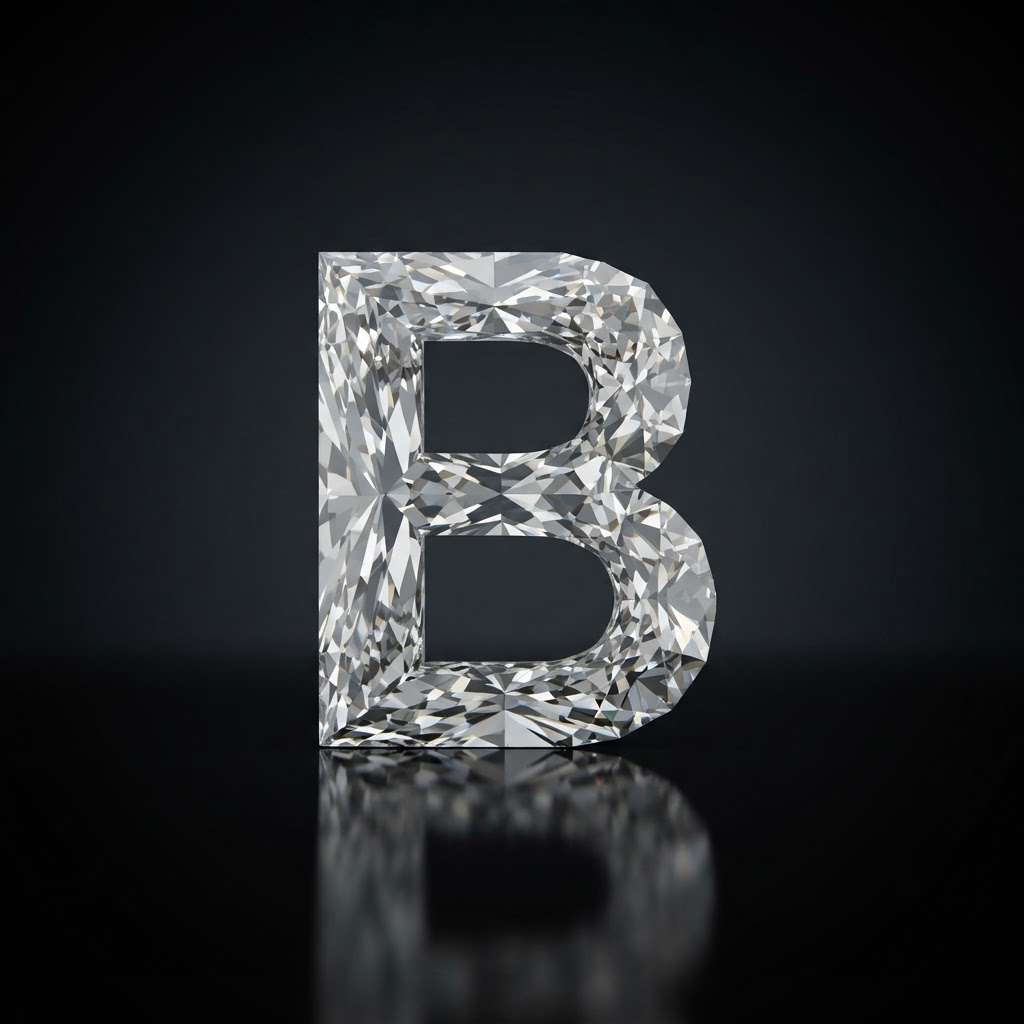 Diamond cut into the shape of B