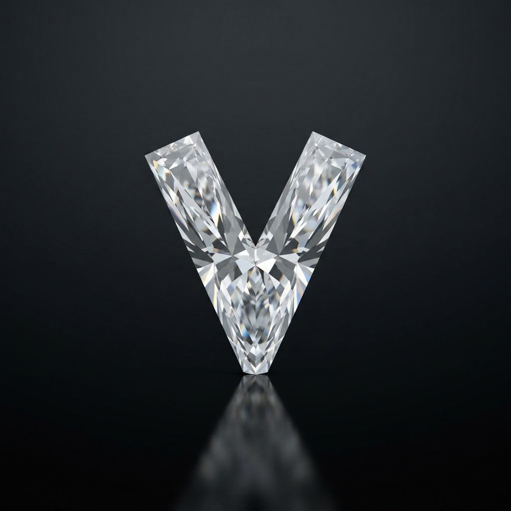 Diamond cut into the shape of V