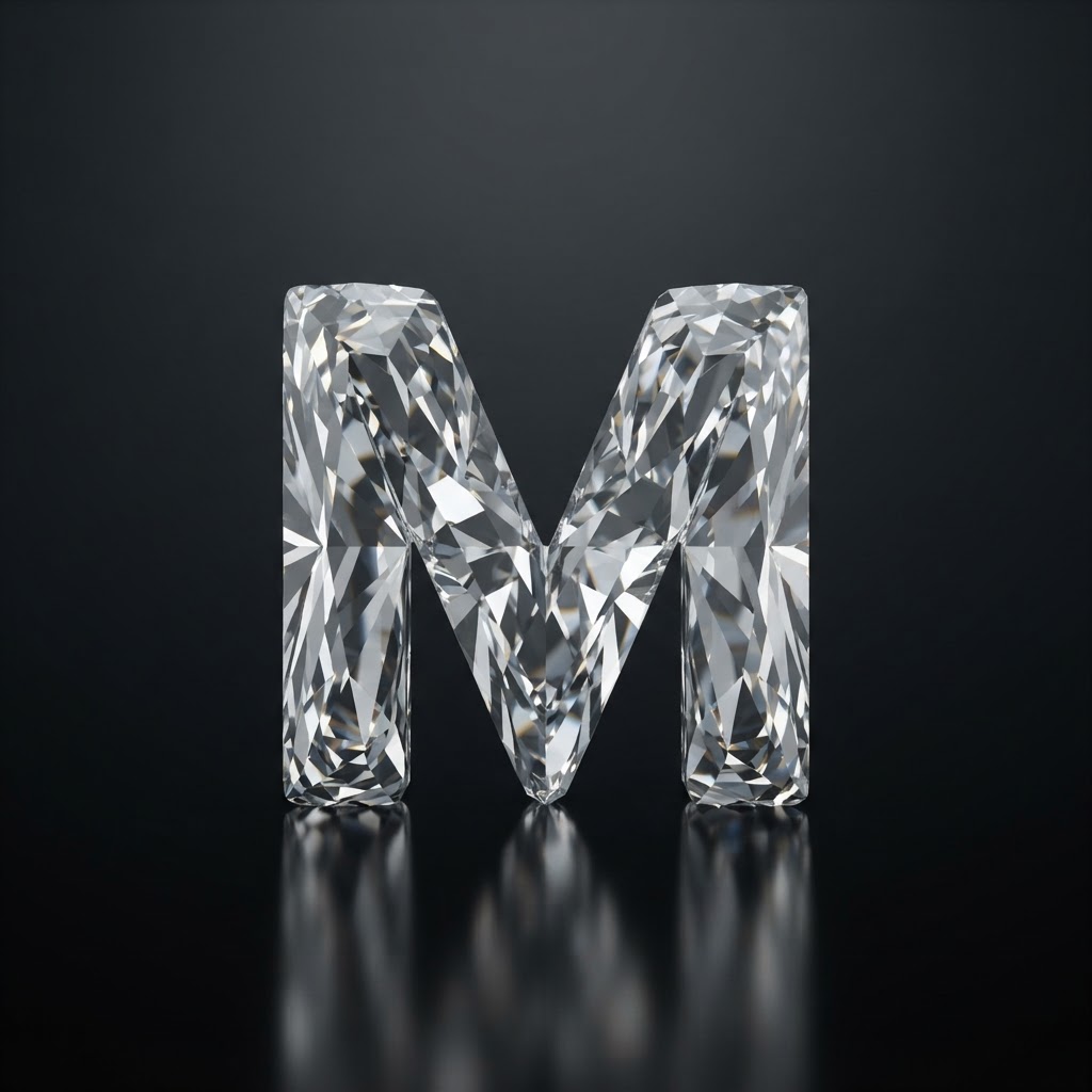 Diamond cut into the shape of M