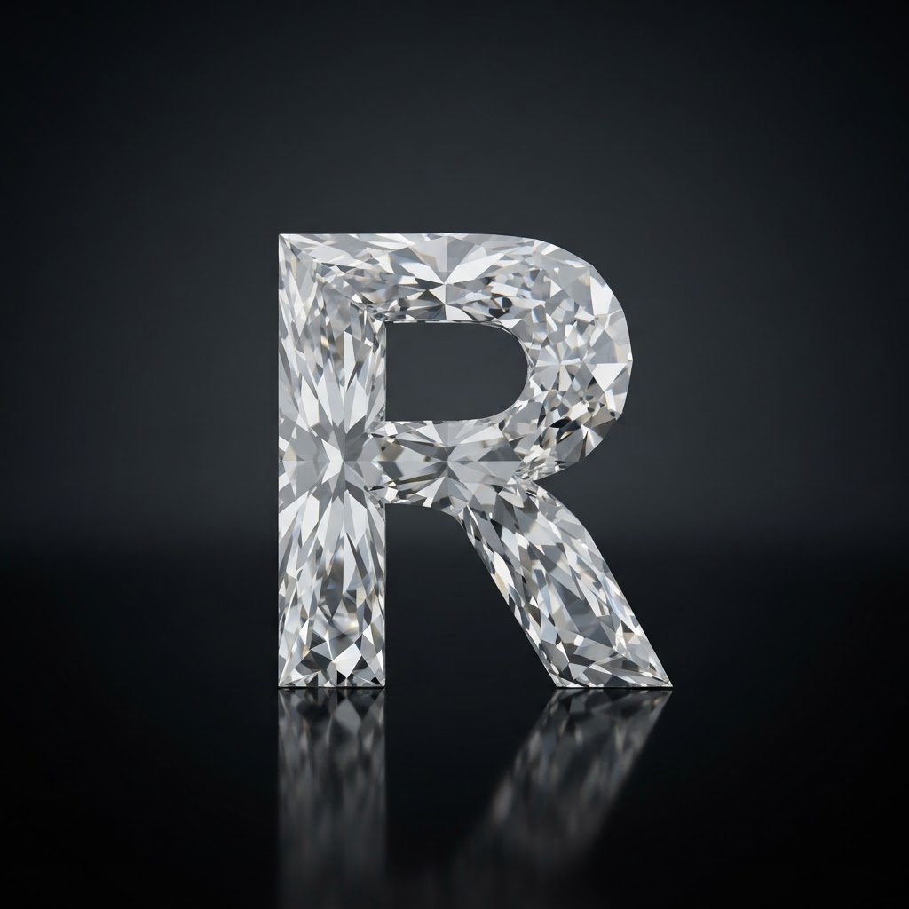 Diamond cut into the shape of R