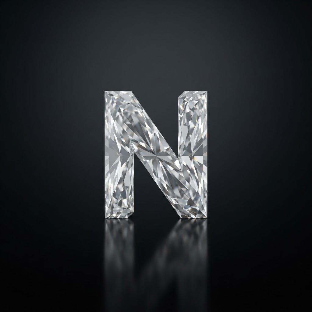 Diamond cut into the shape of N