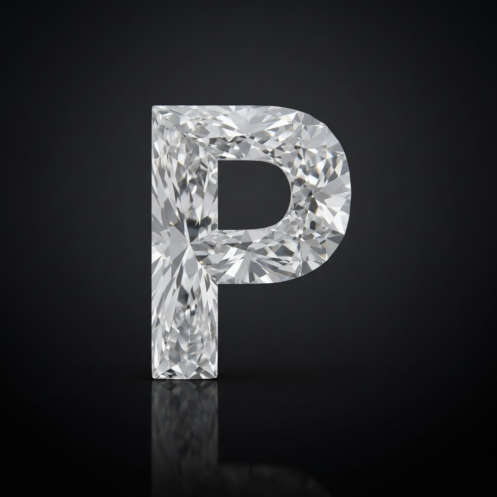 Diamond cut into the shape of P