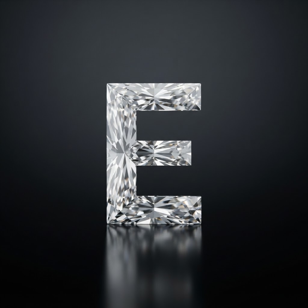 Diamond cut into the shape of E