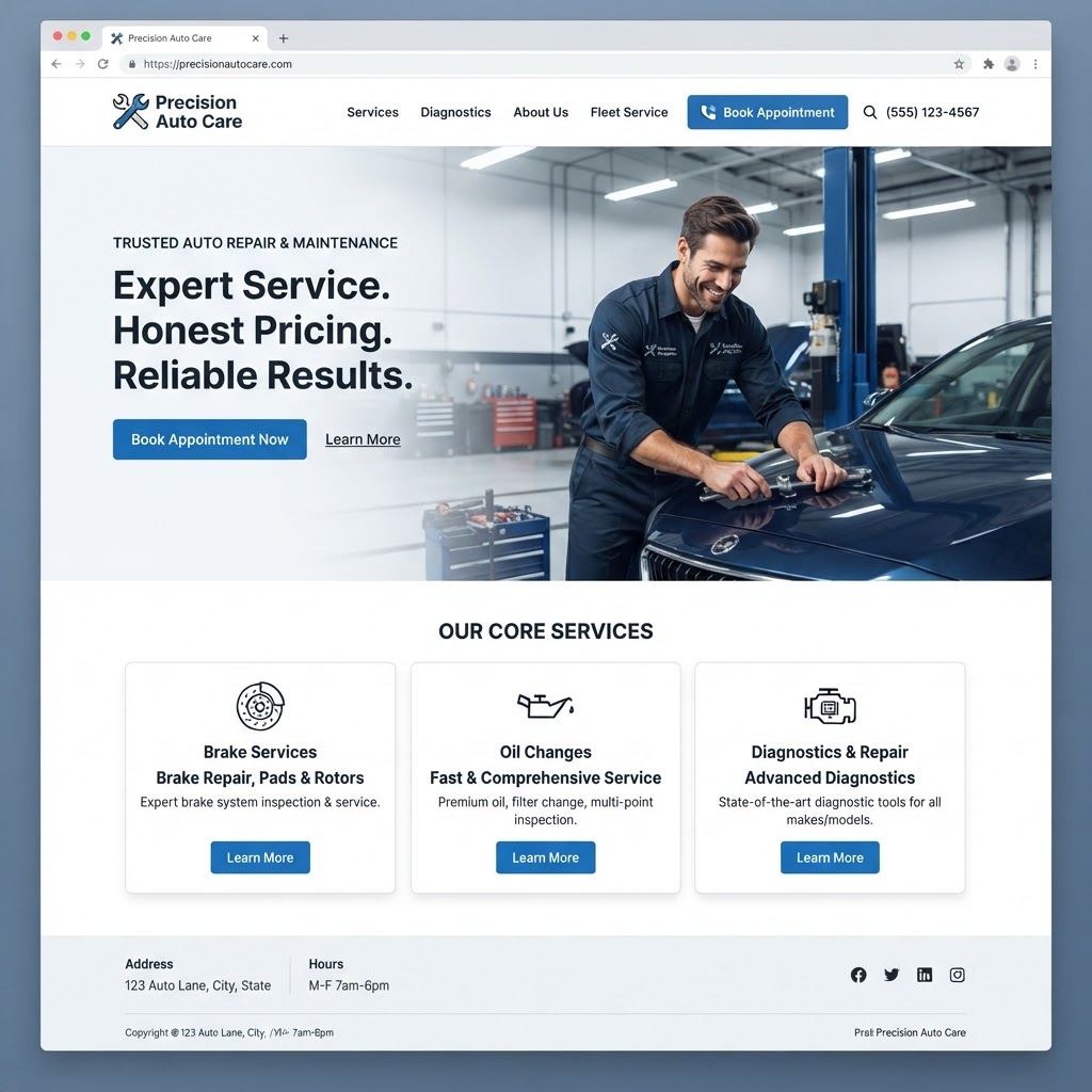 Auto Repair Shops website example