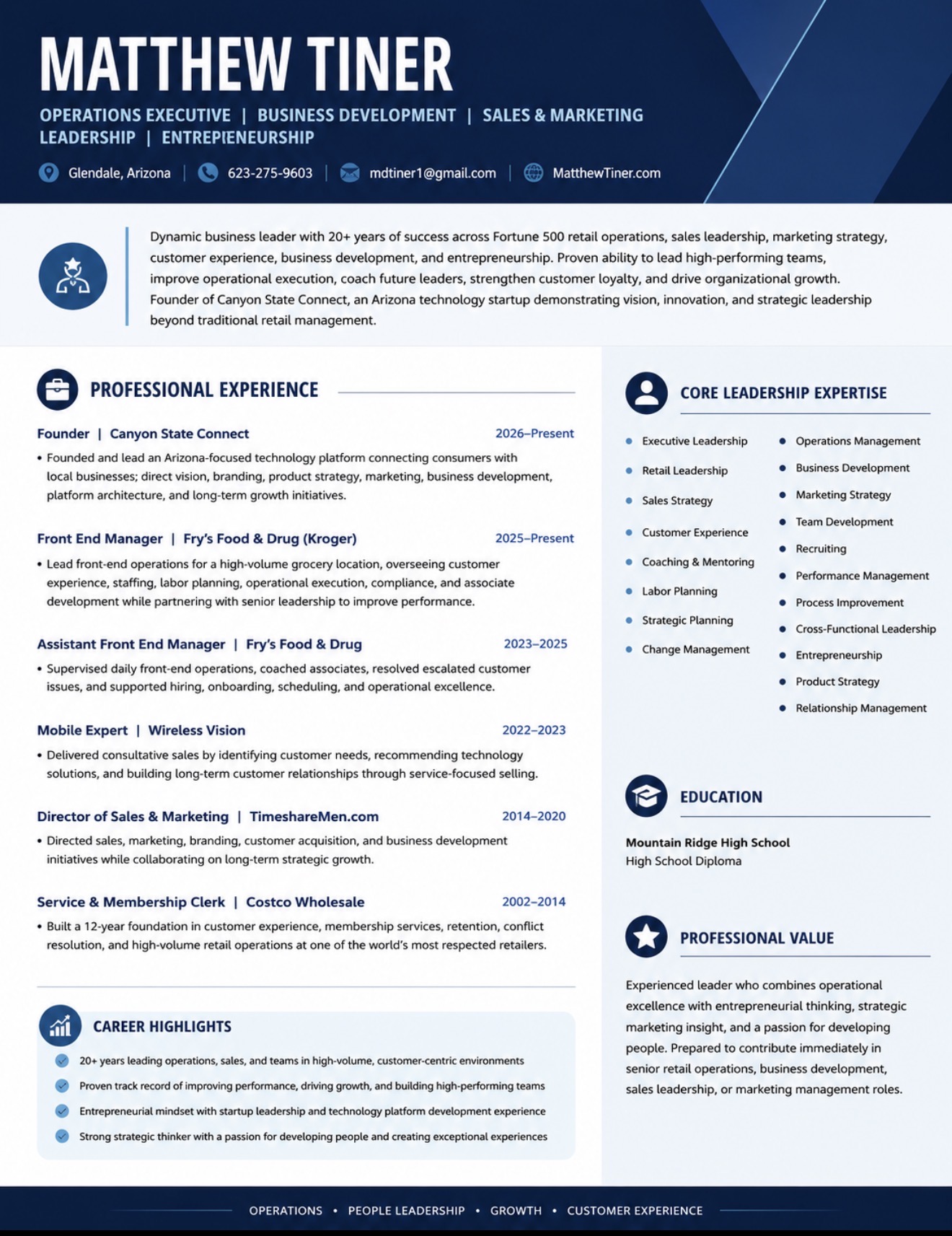 Matthew Tiner — Professional Resume Preview