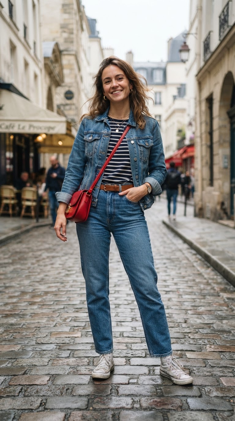 Double Denim Done Right — casual blue jeans outfit idea