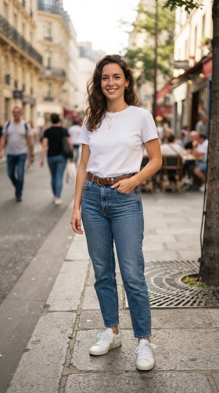 The Classic White Tee & Jeans — casual blue jeans outfit idea
